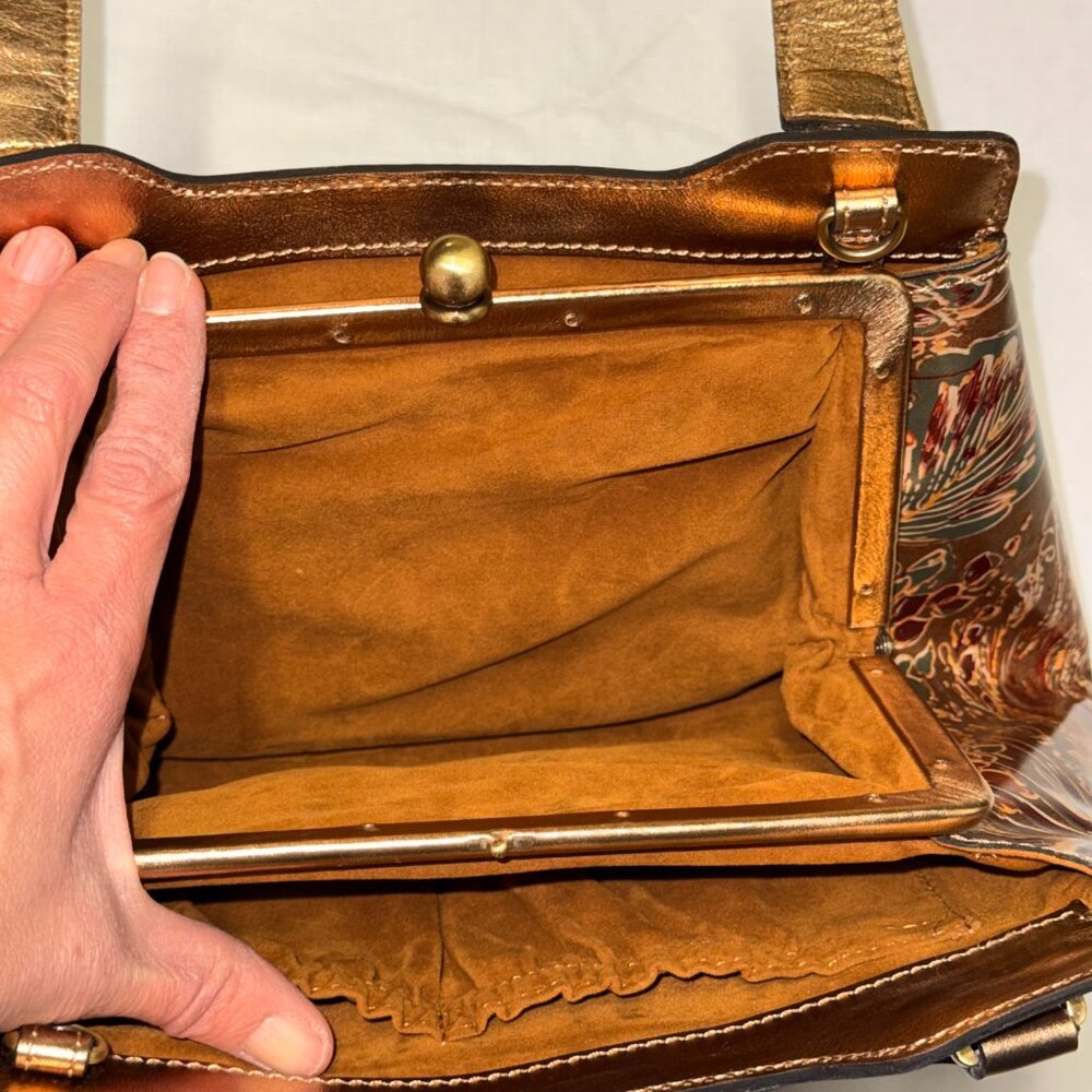 Patricia Nash "Vattaro" Frame Bag Italian Pheasant Print - Picture 6 of 8